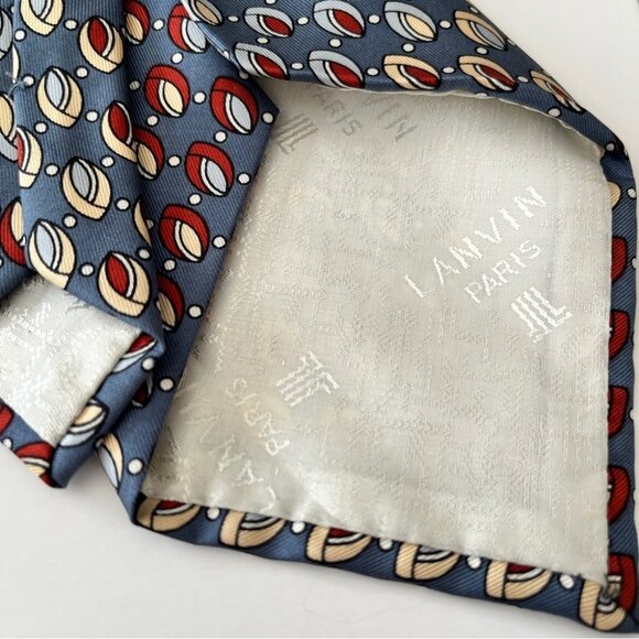 Vintage Lanvin Paris Abstract Print Ties Silk - Picture 3 of 3